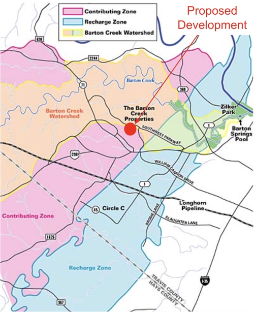 The proposed site is in the Edwards Aquifer Contributing Zone